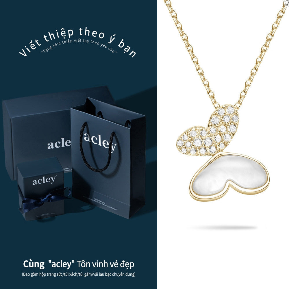 Dây chuyền bạc S925 mặt bướm xà cừ trắng đính đá zircon 5A