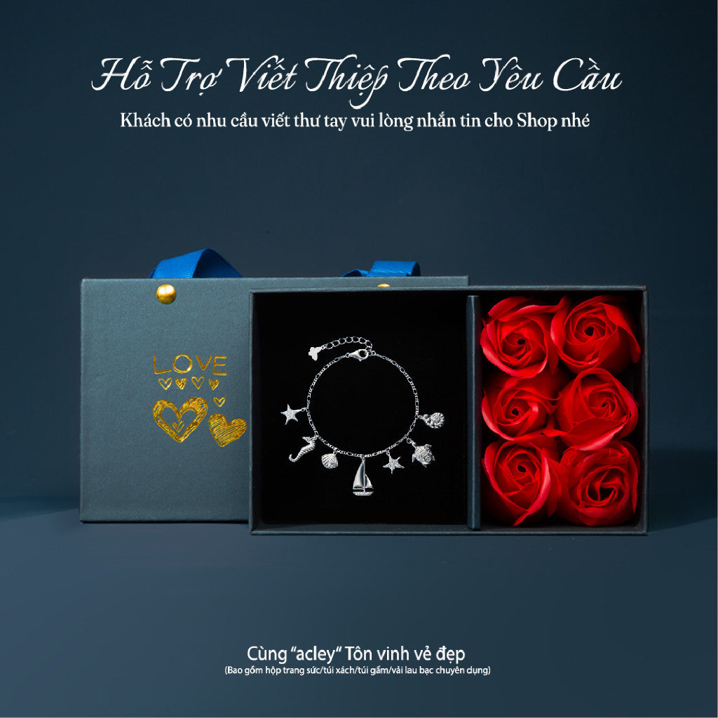 Lắc tay bạc S925 charm biển đính đá zircon 5A