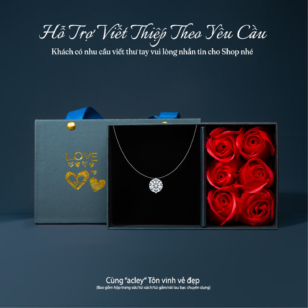 Dây chuyền bạc S925 đính 3 viên đá Moissanite tròn