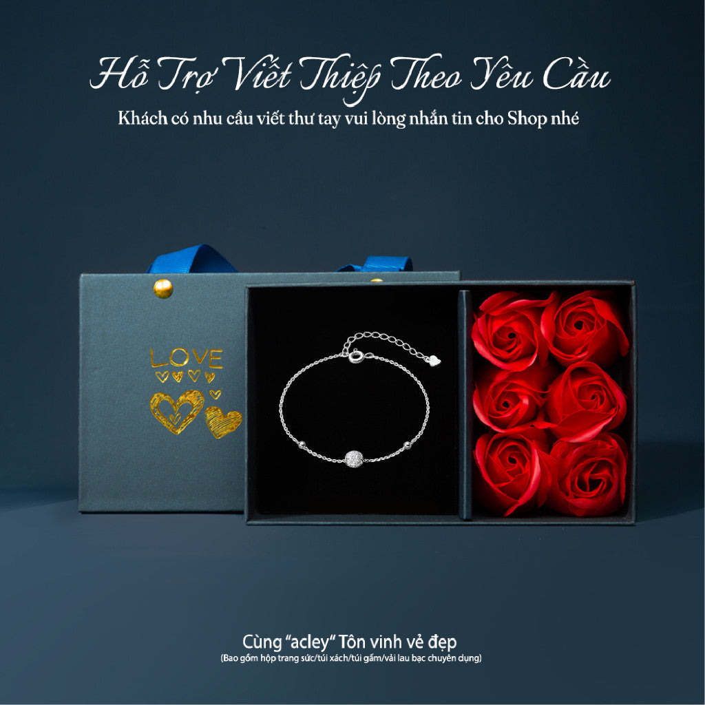 Lắc tay bạc S925 hạt tròn đính đá zircon 5A