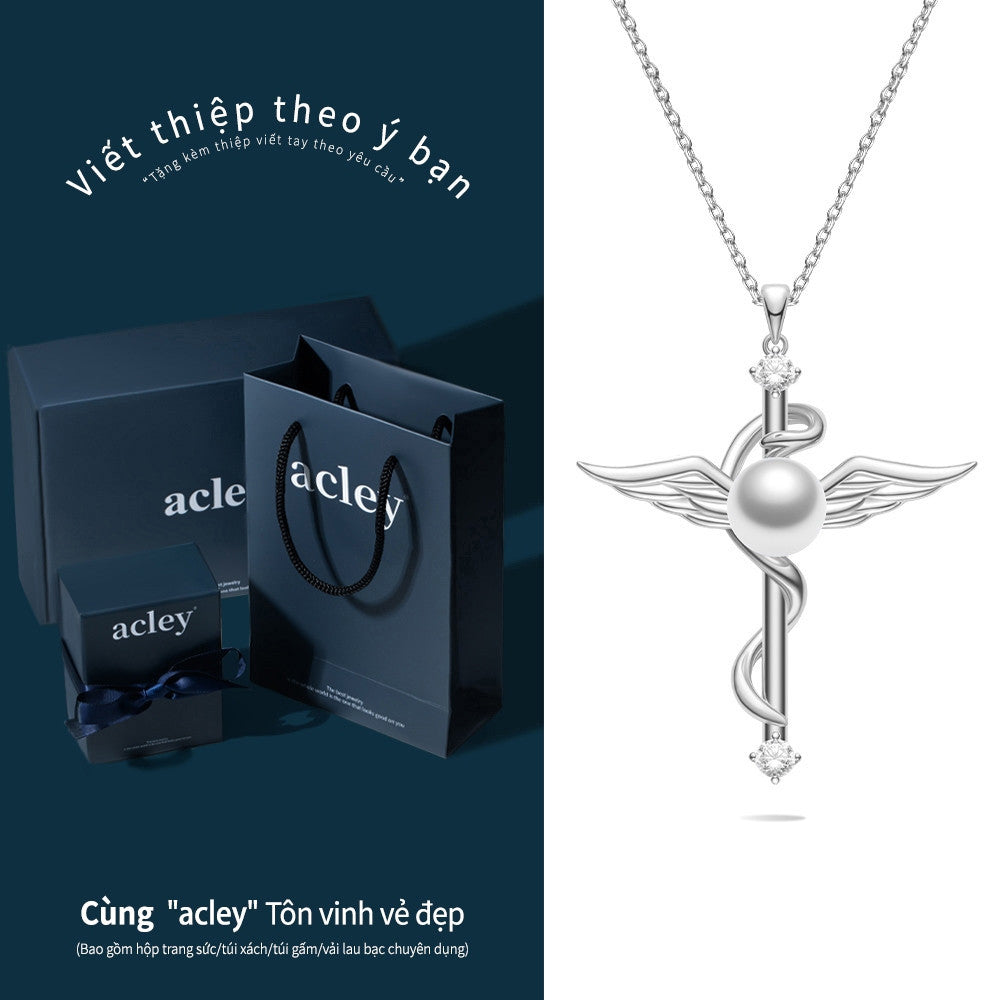Dây chuyền bạc S925 thiên thần ngọc trai nước ngọt đính đá zircon 5A