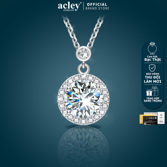 Dây chuyền bạc S925 đính đá Moissanite dáng tròn
