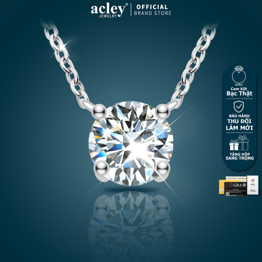Dây chuyền bạc S925 đính đá Moissanite tròn