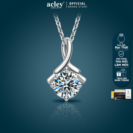 Dây chuyền bạc S925 đính đá Moissanite dáng xoắn