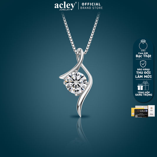 Dây chuyền bạc S925 đính đá Moissanite dáng lượn sóng
