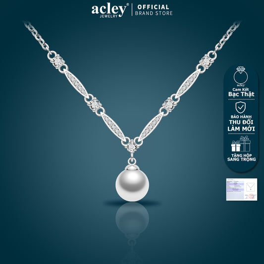 Dây chuyền bạc S925 ngọc trai nước ngọt đính đá zircon 5A