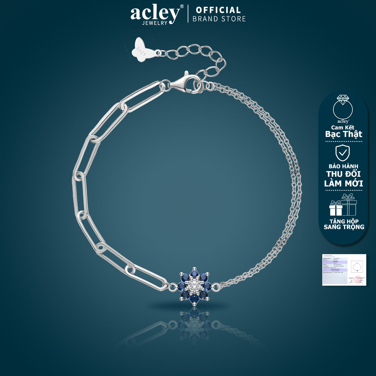 Lắc tay bạc S925 mắt xích đính đá zircon 5A