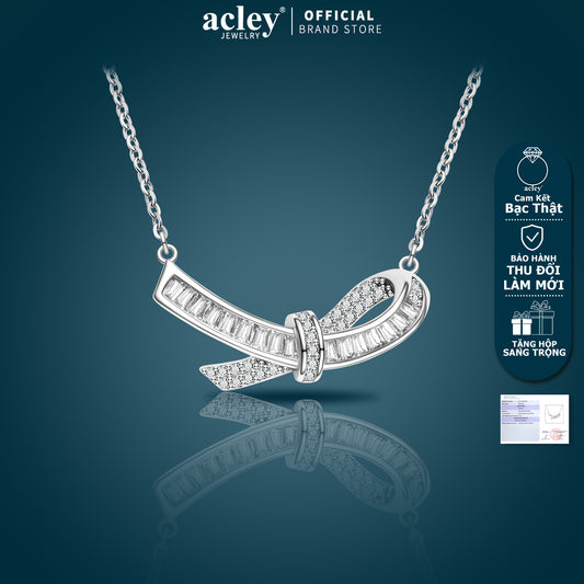 Dây chuyền bạc S925 đính đá zircon 5A dáng nơ cách điệu