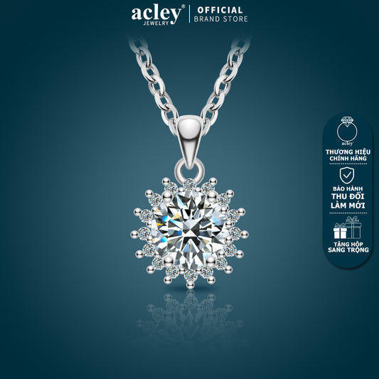 Dây chuyền bạc S925 đính đá Moissanite hình hoa