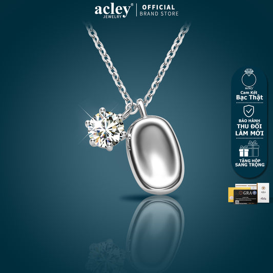 Dây chuyền bạc S925 mặt oval đính đá Moissanite