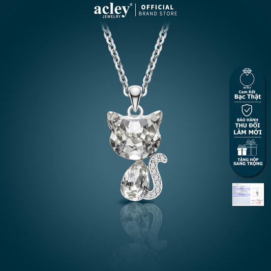 Dây chuyền bạc S925 hình mèo đính đá zircon 5A