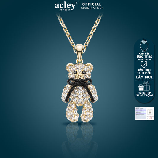 Dây chuyền bạc S925 hình gấu Teddy đính đá zircon 5A