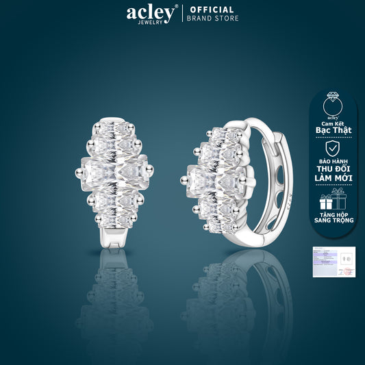 Bông tai vòng bạc S925 đính đá zircon 5A nhiều viên