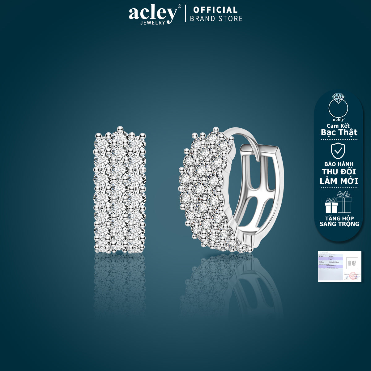 Bông tai vòng bạc S925 đính đá zircon 5A nhiều hàng