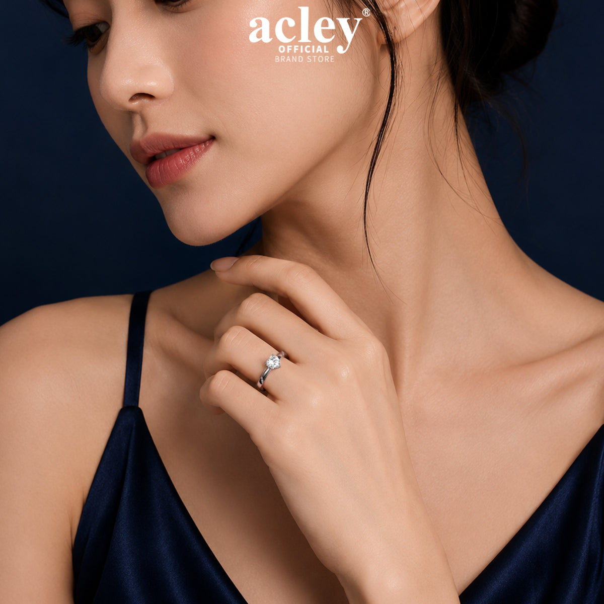 Nhẫn bạc S925 đính đá Moissanite hình trái tim