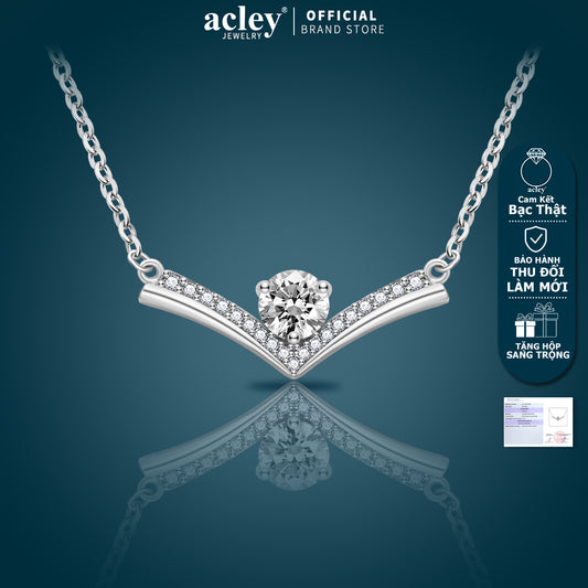 Dây chuyền bạc S925 chữ V đính đá zircon 5A
