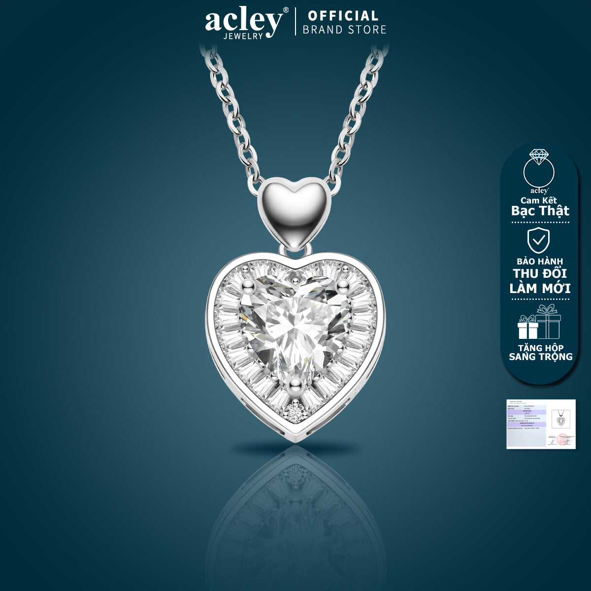 Dây chuyền bạc S925 mặt trái tim đính đá chủ zircon 5A