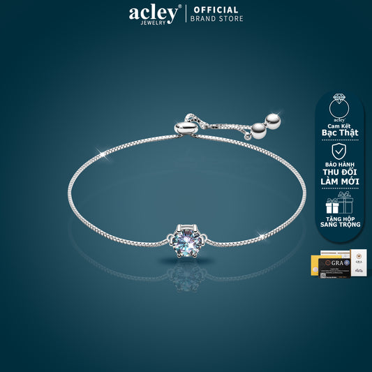 Lắc tay bạc S925 đính đá Moissanite hình ngôi sao