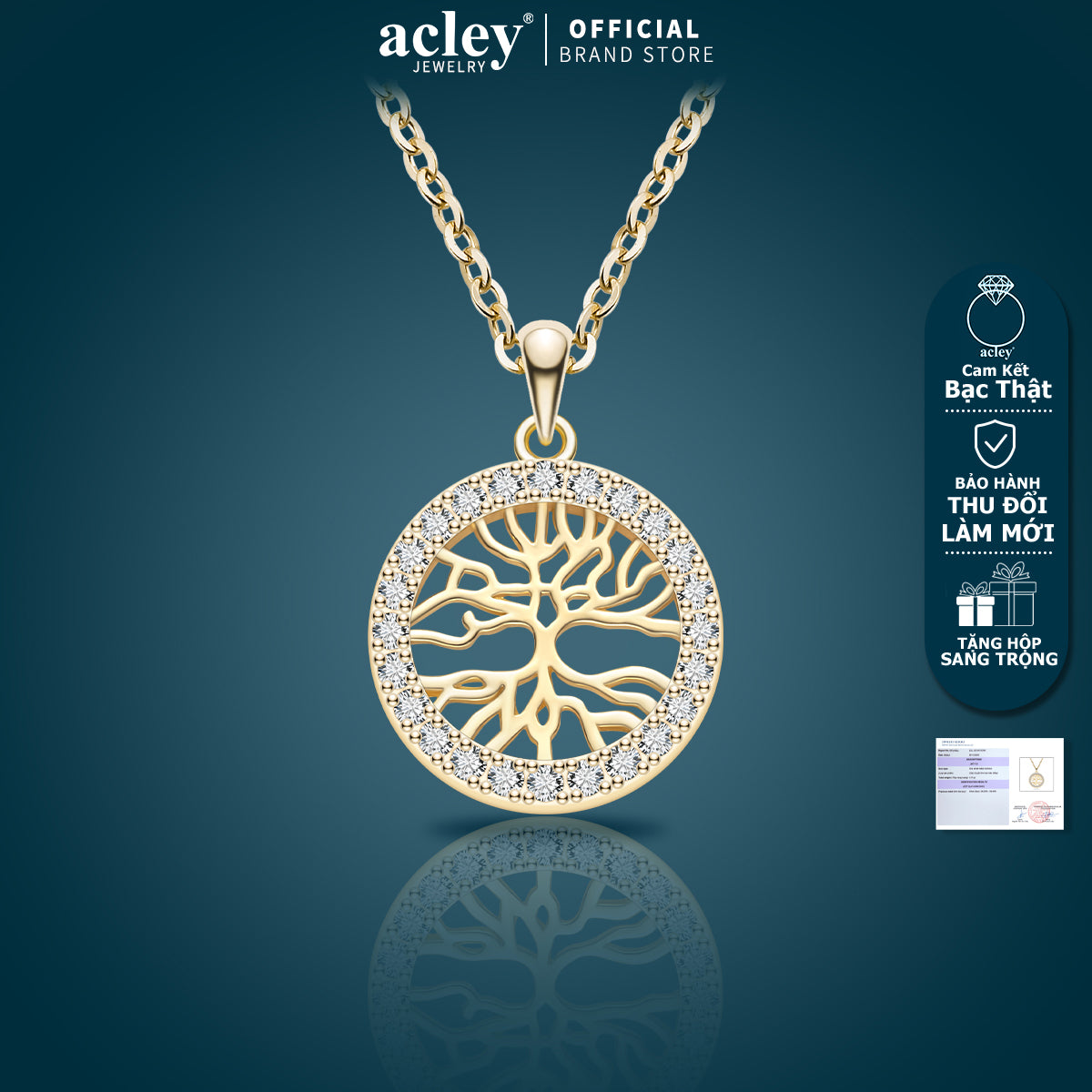 Dây chuyền bạc S925 cây sự sống đính đá zircon 5A