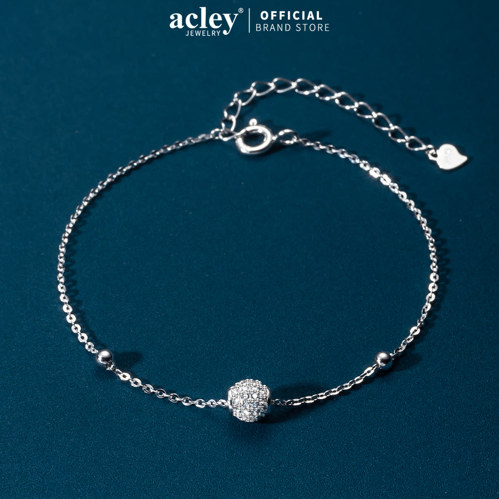 Lắc tay bạc S925 hạt tròn đính đá zircon 5A