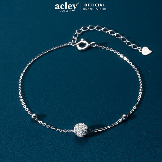 Lắc tay bạc S925 hạt tròn đính đá zircon 5A