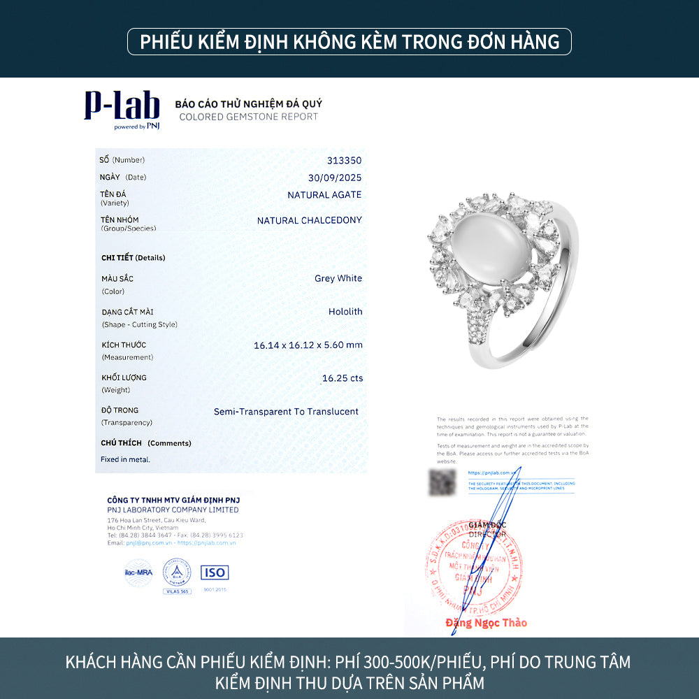 Nhẫn bạc S925 đá mã não chalcedony đính zircon 5A dáng hoa