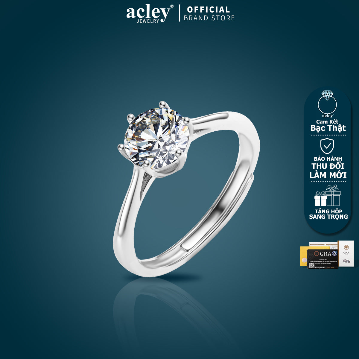 Nhẫn bạc S925 dáng uốn lượn đính đá Moissanite