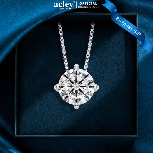 Dây chuyền bạc S925 đính đá Moissanite bốn chấu