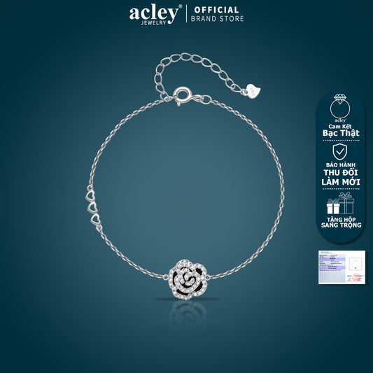 Lắc tay bạc S925 hoa hồng đính đá zircon 5A