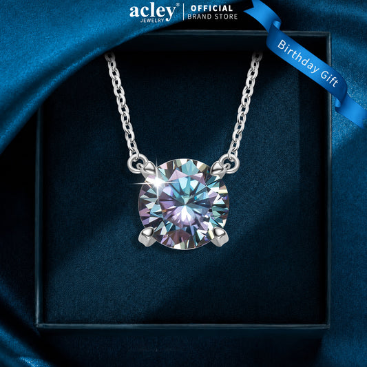 Dây chuyền bạc S925 đính đá Moissanite viên tròn bốn chấu