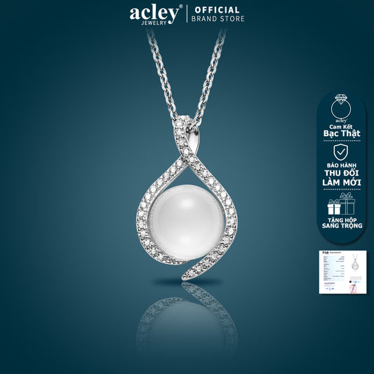 Dây chuyền bạc S925 mặt giọt nước đá mã não chalcedony
