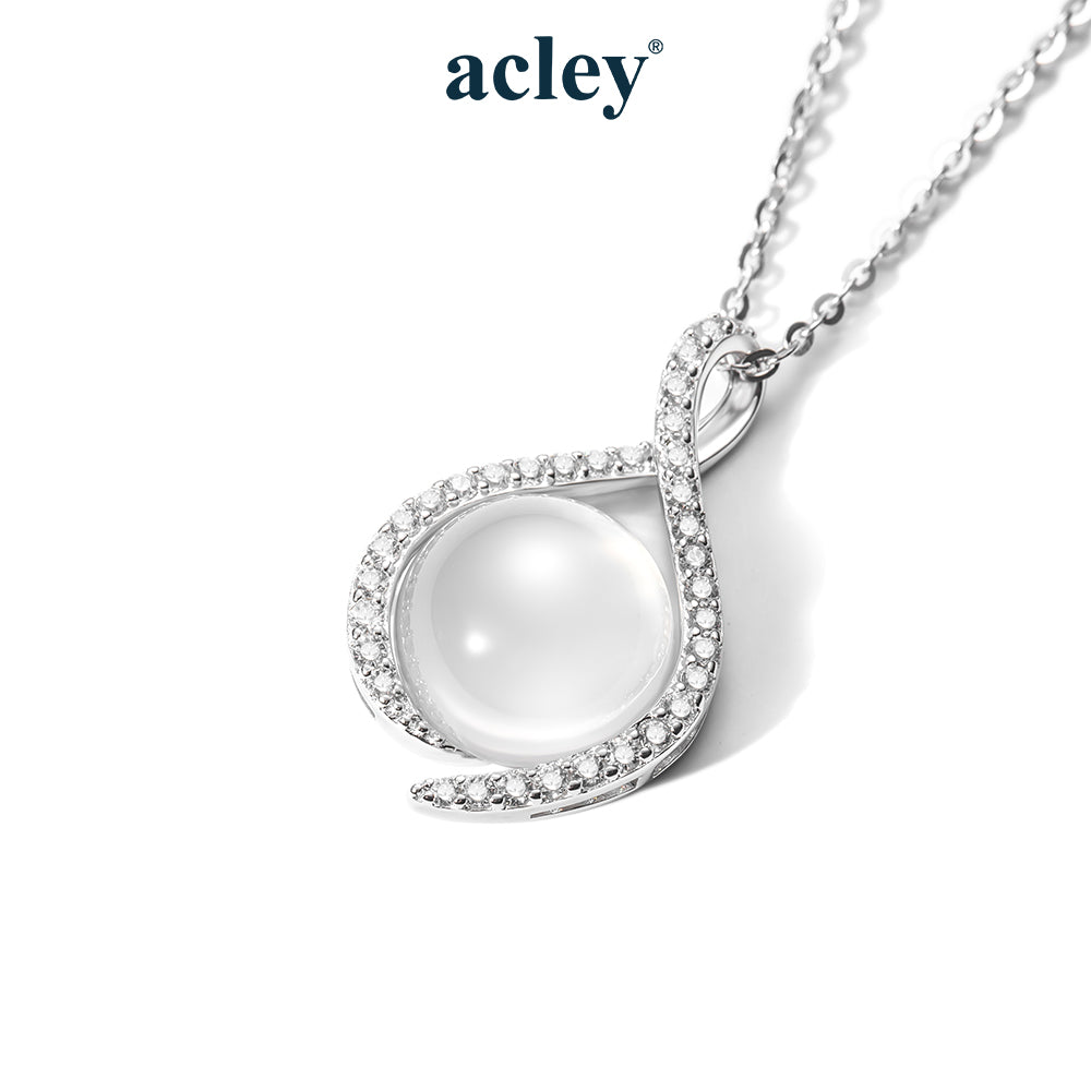 Dây chuyền bạc S925 mặt giọt nước đá mã não chalcedony