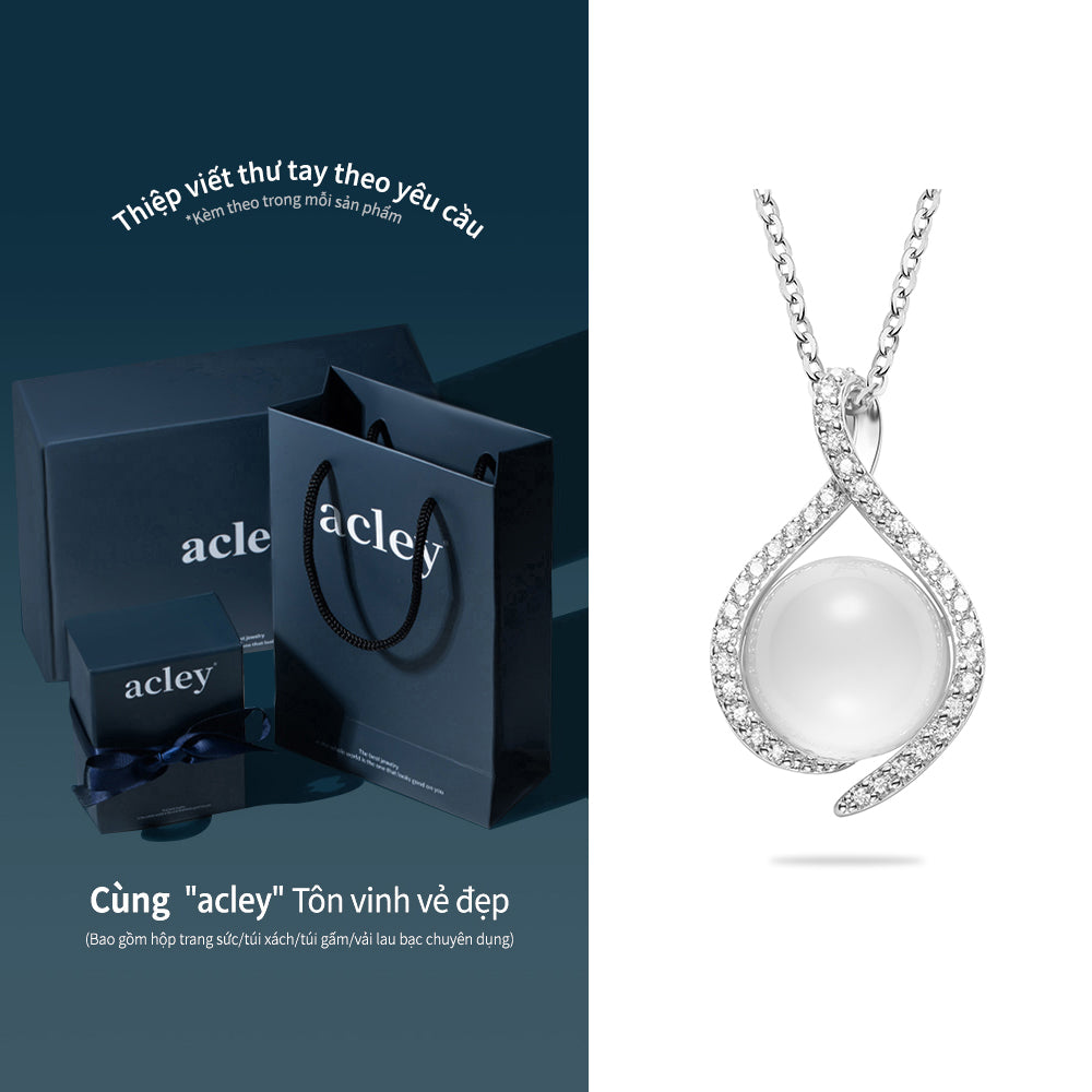 Dây chuyền bạc S925 mặt giọt nước đá mã não chalcedony