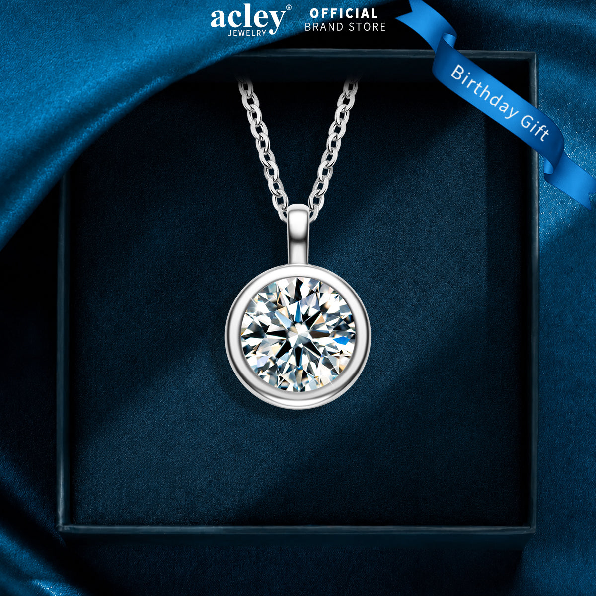 Dây chuyền bạc S925 mặt đá moissanite tròn tối giản