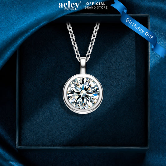 Dây chuyền bạc S925 mặt đá moissanite tròn tối giản