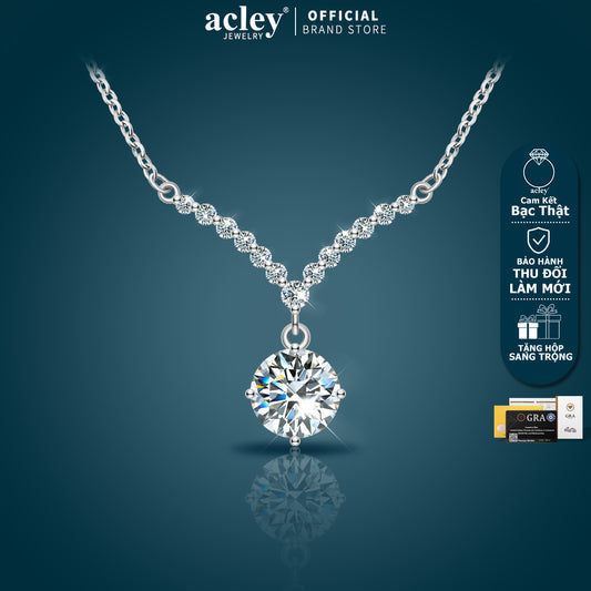 Dây chuyền bạc S925 dáng chữ V đính đá Moissanite