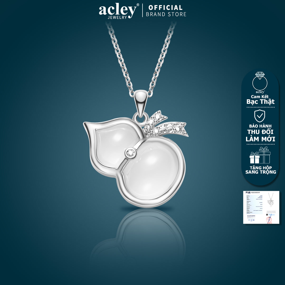 Dây chuyền bạc S925 mặt quả lựu mã não trắng đính đá zircon 5A