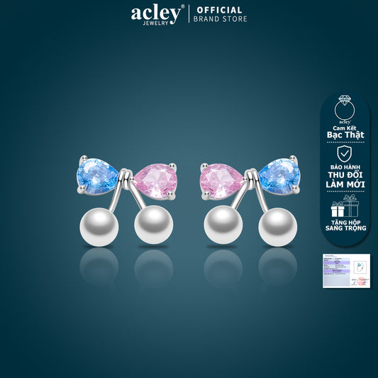Bông tai bạc S925 nơ phối ngọc trai đính đá zircon 5A