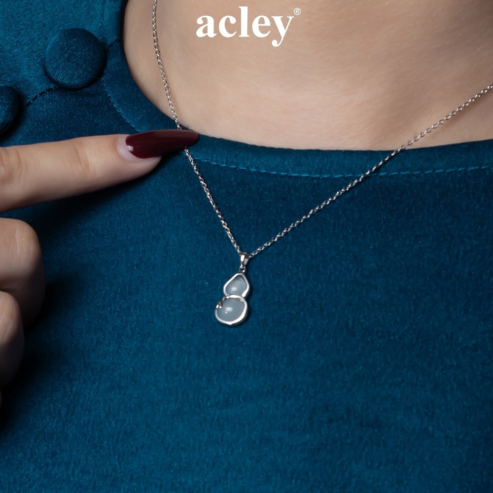 Dây chuyền hồ lô phong thủy bạc S925 đá mã não chalcedony