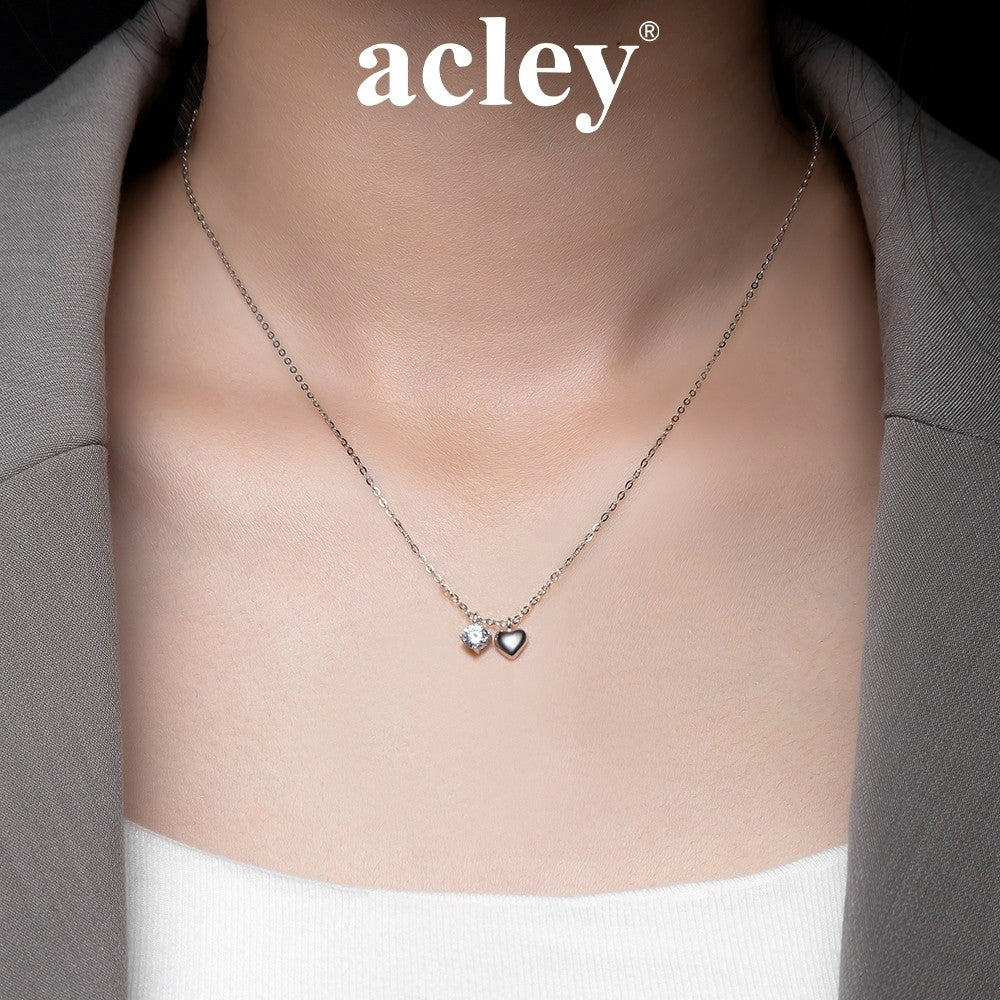 Dây chuyền bạc S925 mặt trái tim đôi đính đá zircon 5A