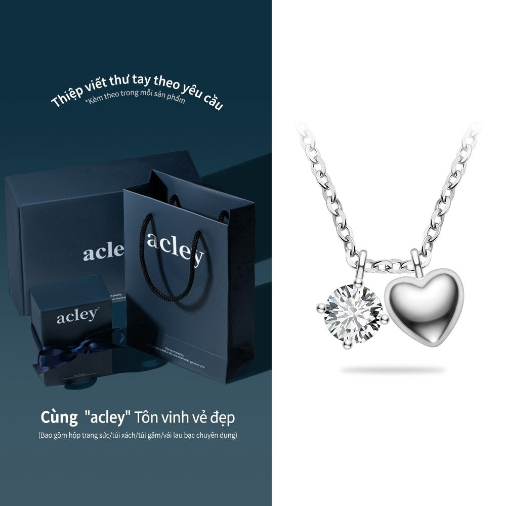 Dây chuyền bạc S925 mặt trái tim đôi đính đá zircon 5A