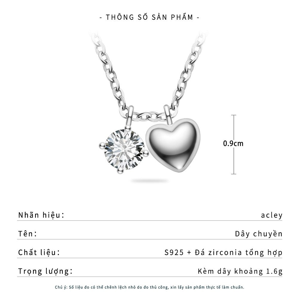 Dây chuyền bạc S925 mặt trái tim đôi đính đá zircon 5A
