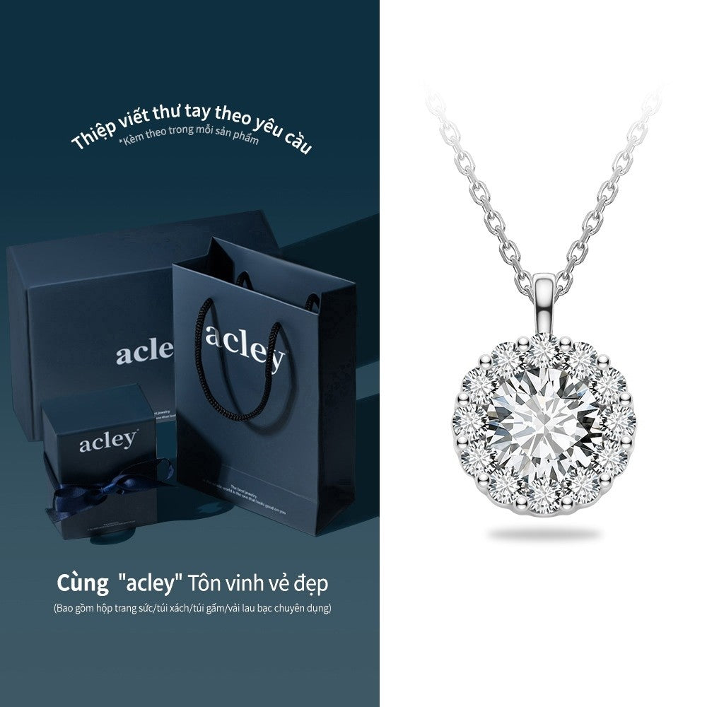 Dây chuyền bạc S925 mặt tròn đính đá zircon 5A