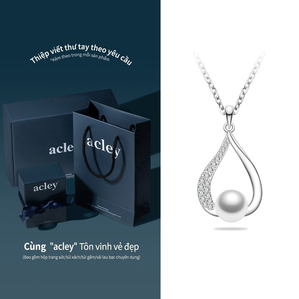 Dây chuyền bạc S925 ngọc trai nước ngọt dáng giọt nước