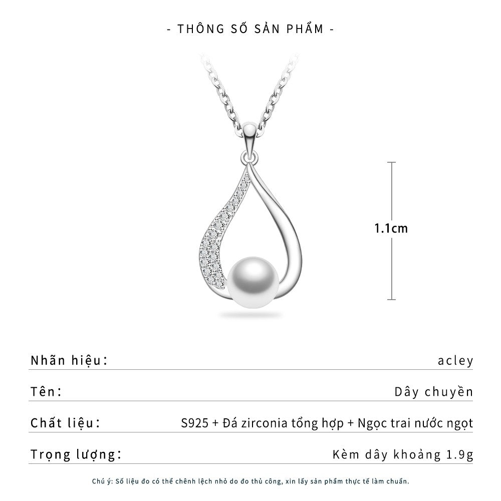 Dây chuyền bạc S925 ngọc trai nước ngọt dáng giọt nước