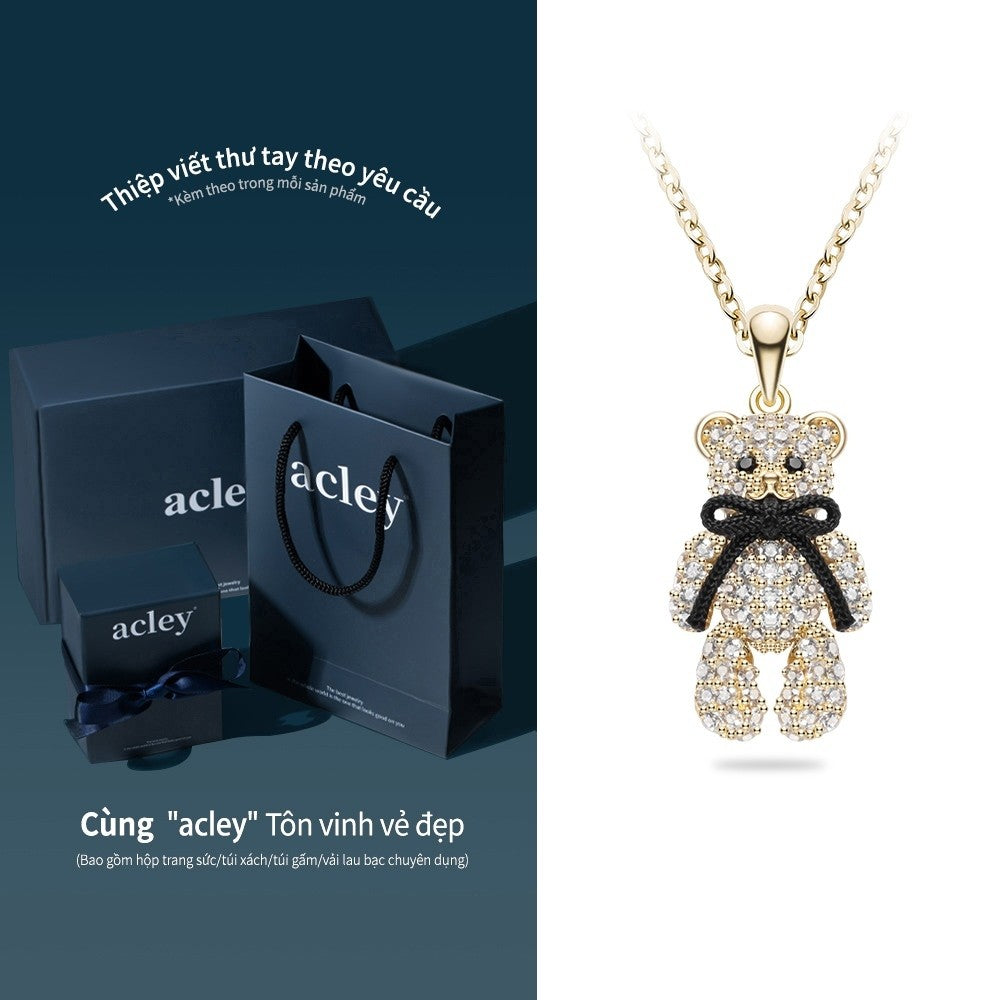 Dây chuyền bạc S925 hình gấu Teddy đính đá zircon 5A