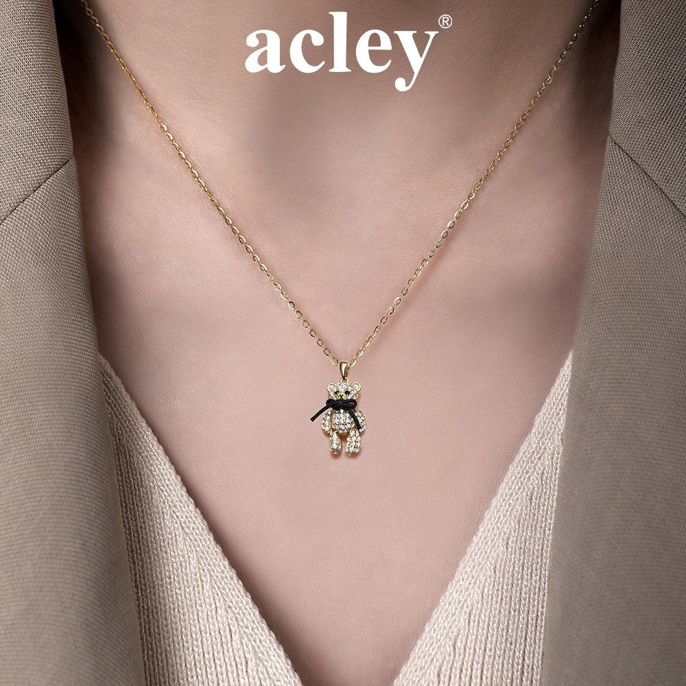 Dây chuyền bạc S925 hình gấu Teddy đính đá zircon 5A