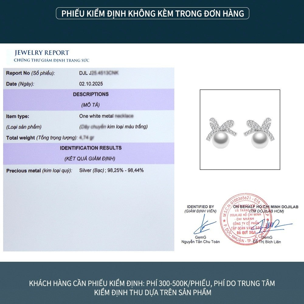 Bông tai nơ ngọc trai nước ngọt bạc S925