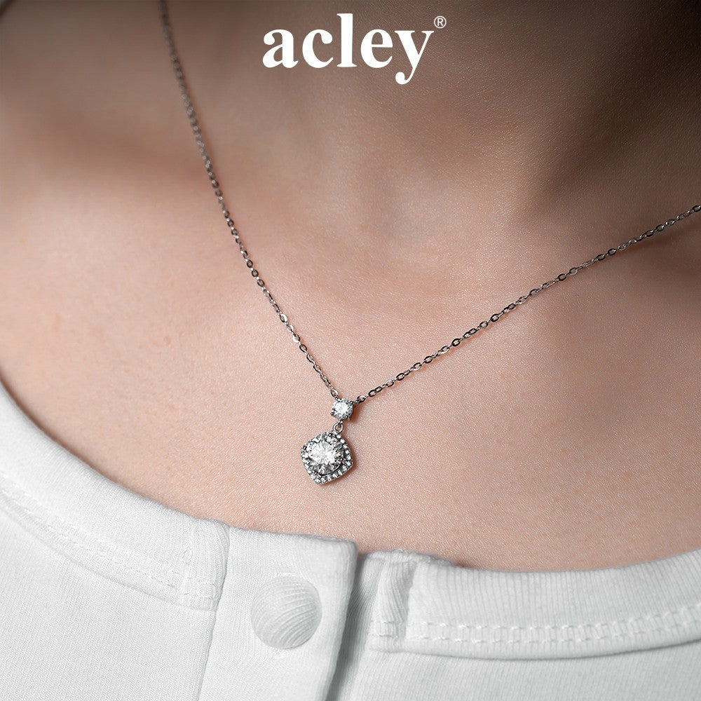 Dây chuyền bạc S925 đính đá moissanite đôi sang trọng