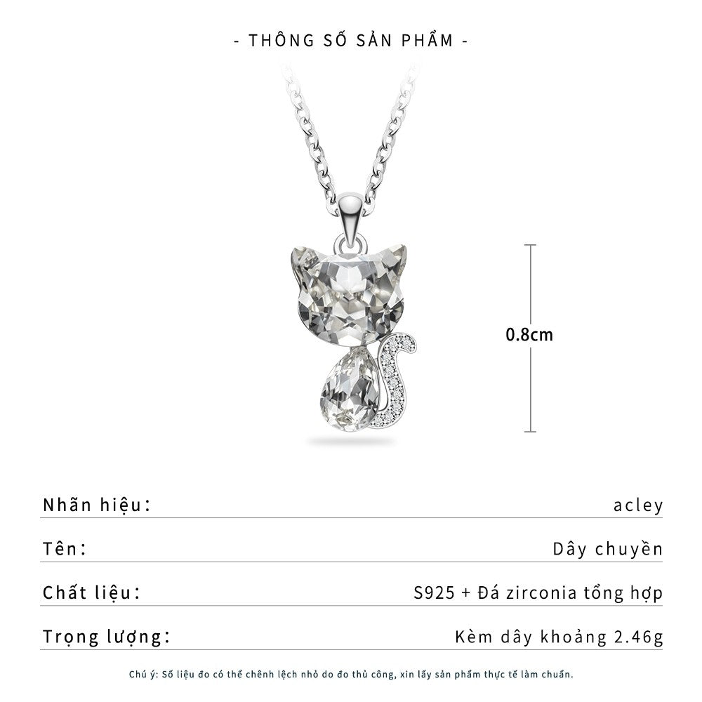 Dây chuyền bạc S925 hình mèo đính đá zircon 5A